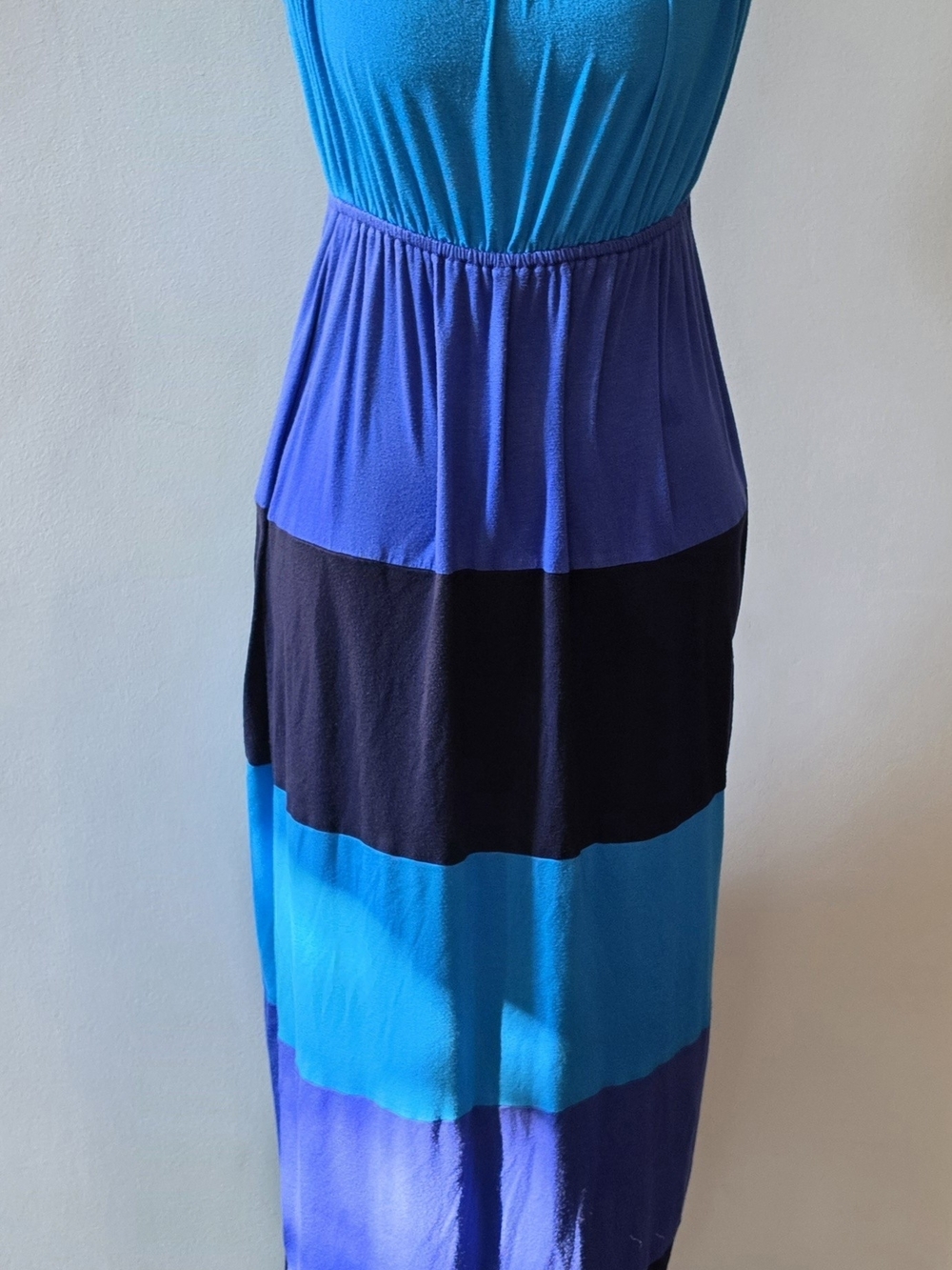 Colorblock Blue & Black Maxi Dress